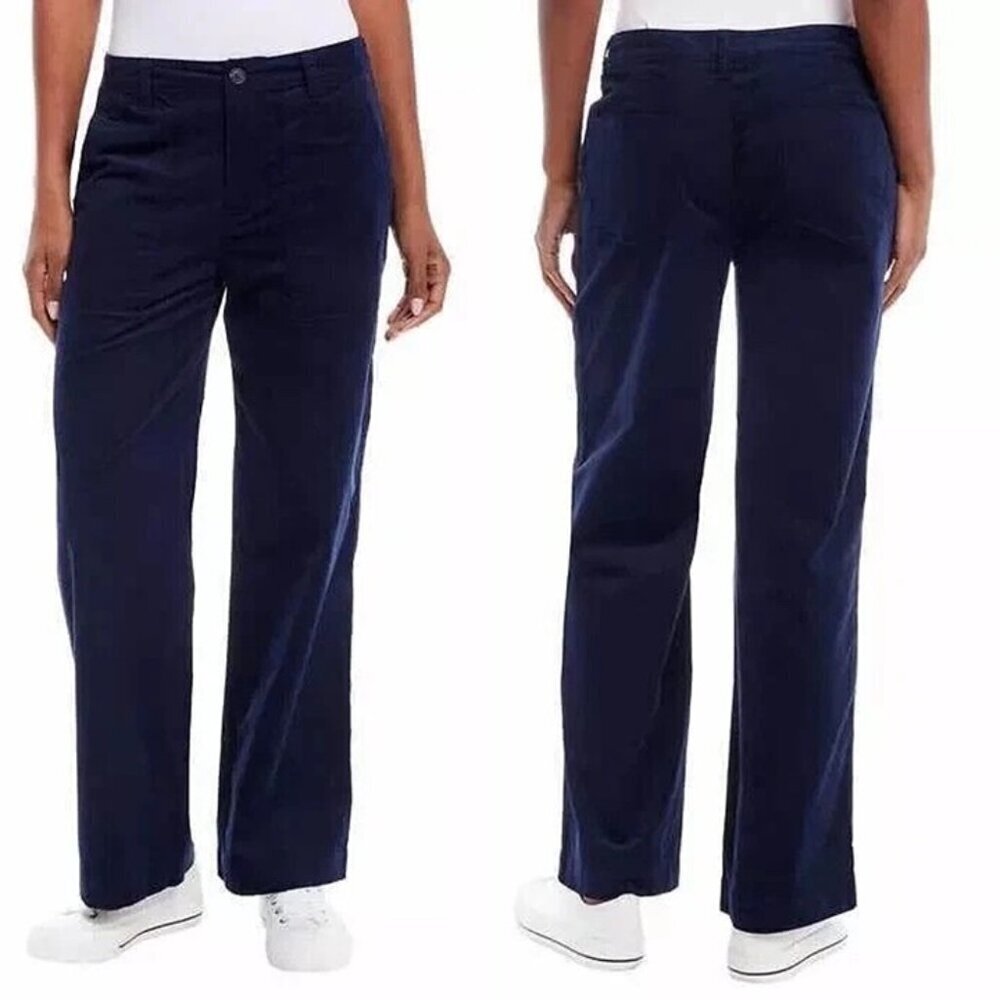 NWT New Weatherproof Vintage Navy Wide Leg Stretch Corduroy Pants Size 12